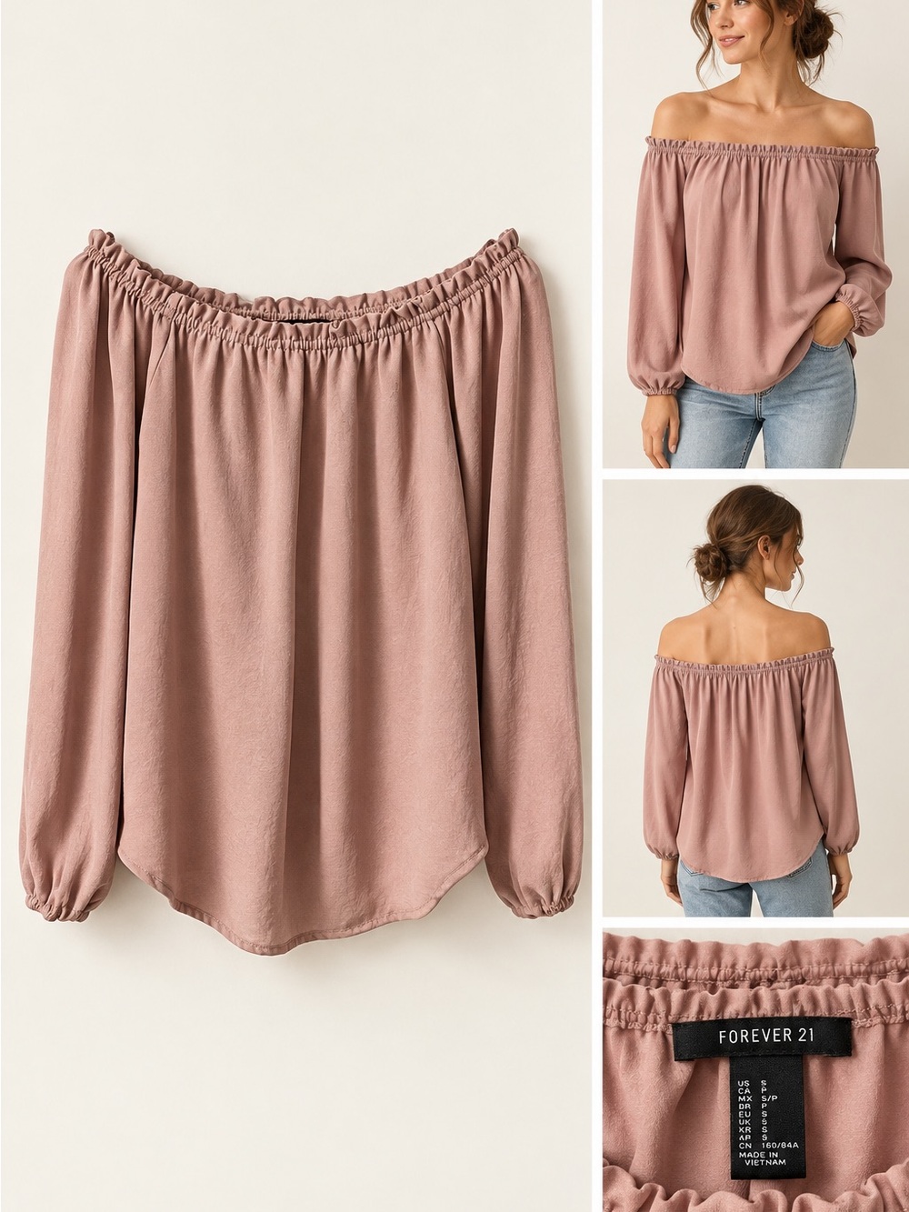 Forever 21 Off-Shoulder Blouse in Mauve Pink